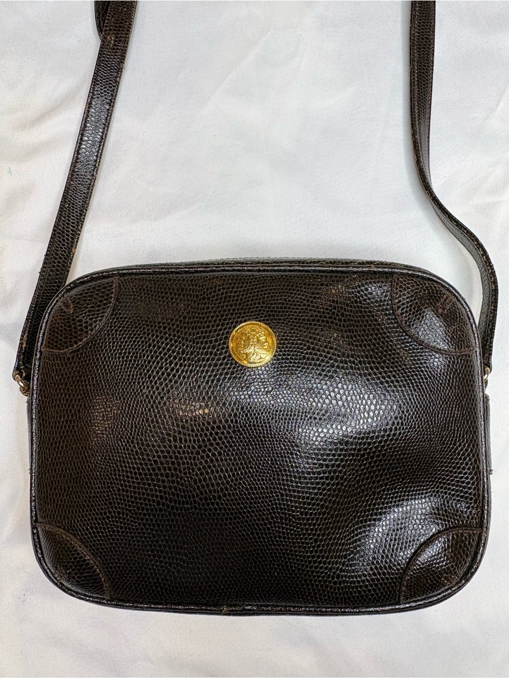 Vintage Fendi Janus Karung Snakeskin Camera Crossbody RARE Brown Exotic EUC